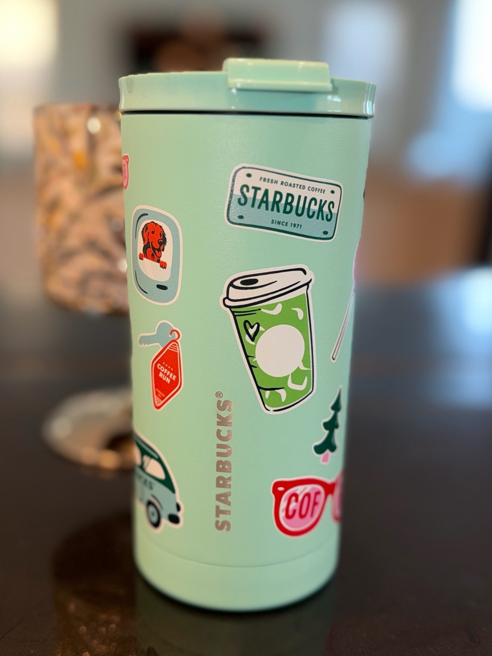 Starbucks Mint Green Sticker Travel Tumbler